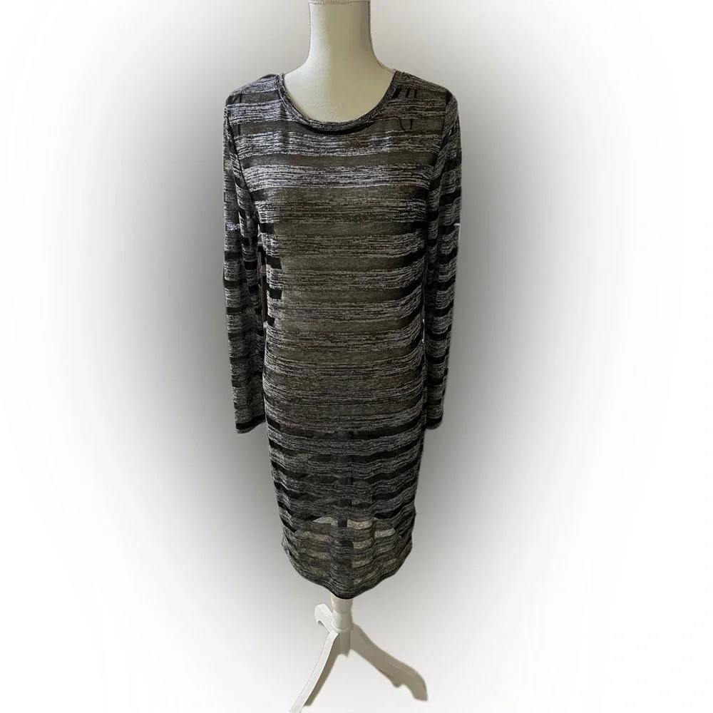 h&m striped long sleeve dress Women's Black/striped Long T-Shirt Dress
